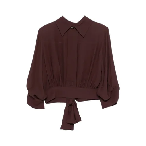 Collar Tie-Waist Blouse