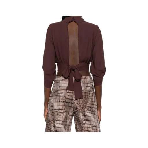 Collar Tie-Waist Blouse