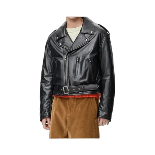 Long-Sleeved Leather Jacket