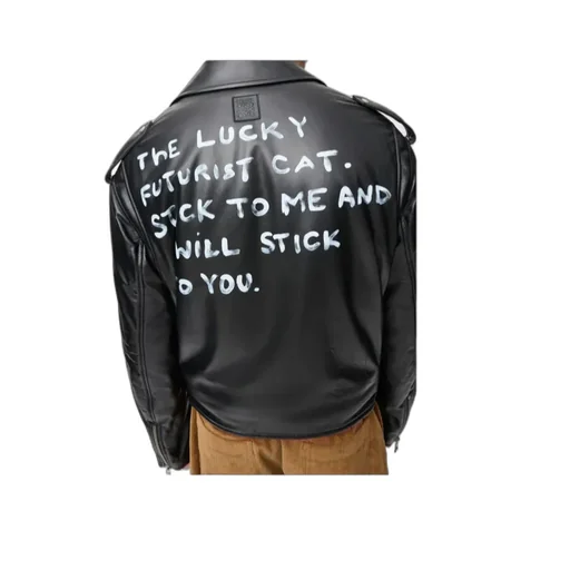 Long-Sleeved Leather Jacket