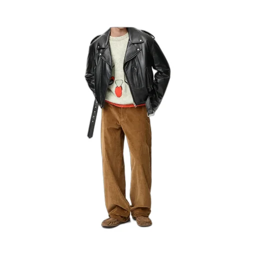 Long-Sleeved Leather Jacket