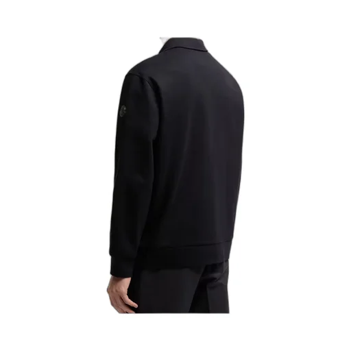 Leather Logo Cotton Blend Half-Zipper Sweatshirt