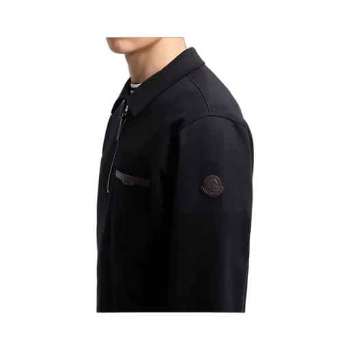 Leather Logo Cotton Blend Half-Zipper Sweatshirt