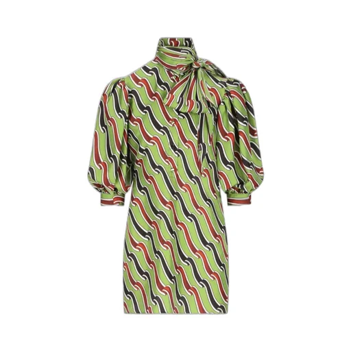 Gucci Printed Tie-Neck Midi Dress