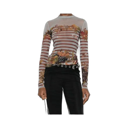 MariniÈRe Striped Grape-Print Top