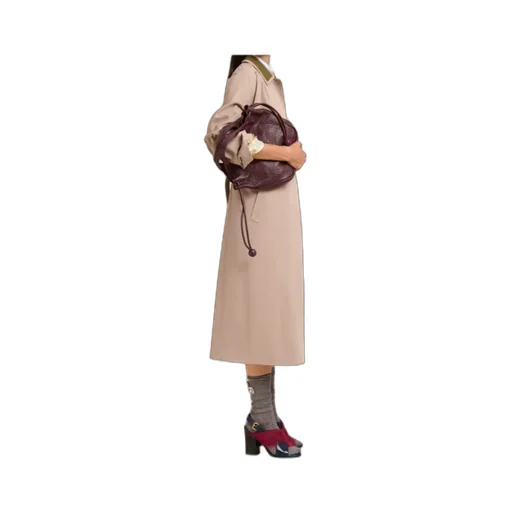 Beige Gabardine Trench Coat With Contrast Collar