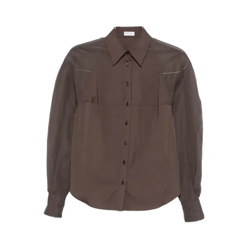 Sheer-Panel Long-Sleeve Shirt
