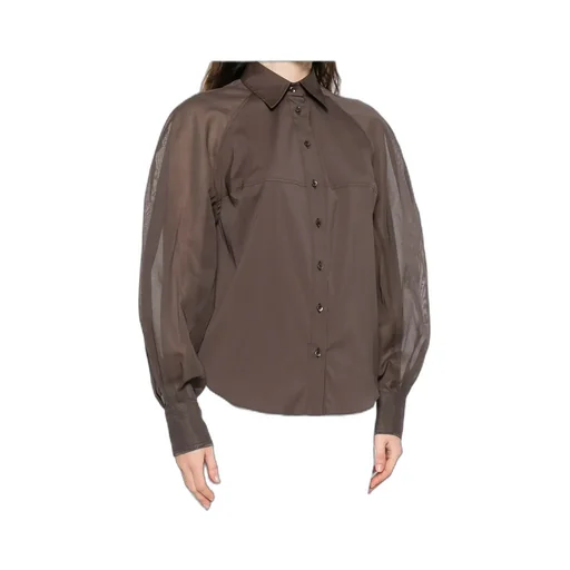 Sheer-Panel Long-Sleeve Shirt
