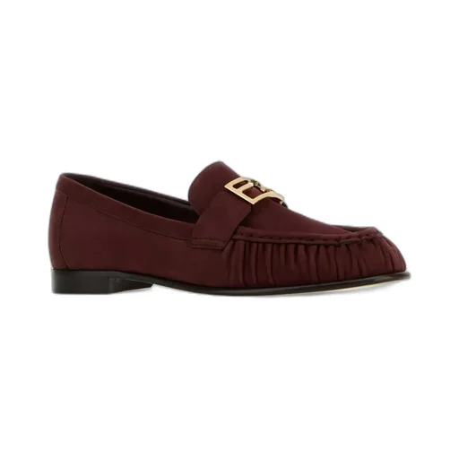 Fendi Logo Plaque Gathered Slip-On Loafers