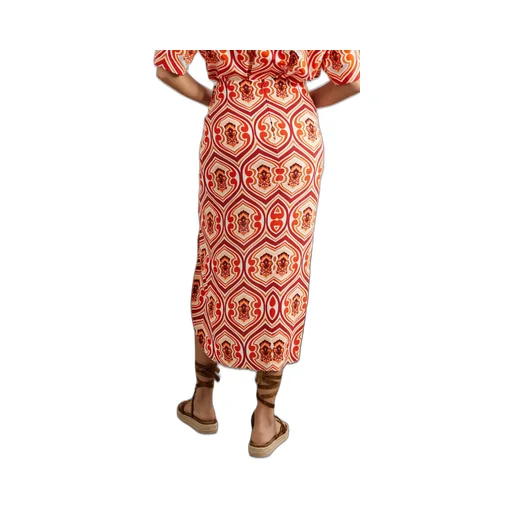 Wrap Effect Printed Mid-Length Skirt