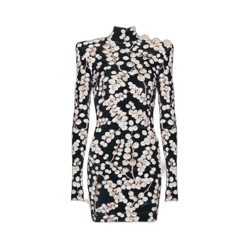 Backless Velvet Dress With Redcurrant Print