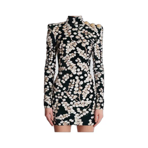 Backless Velvet Dress With Redcurrant Print