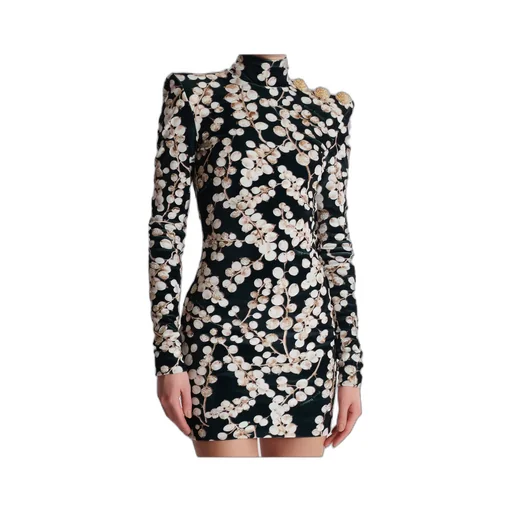 Backless Velvet Dress With Redcurrant Print