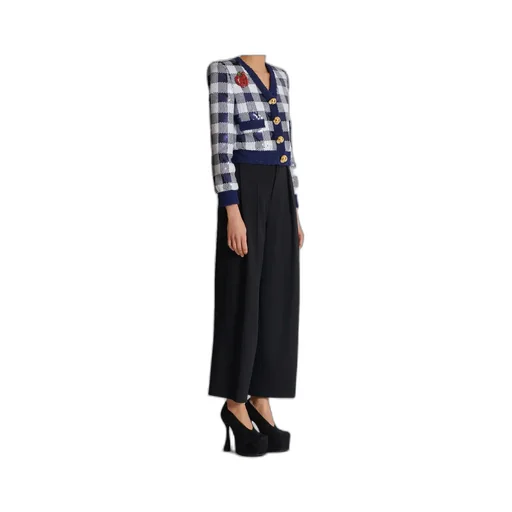 Cropped Jacket In Gingham Sequins