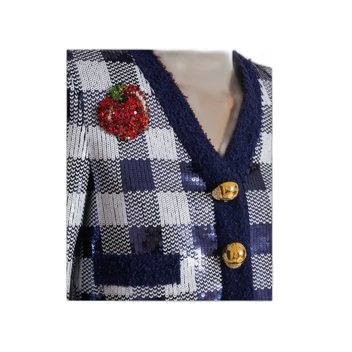 Cropped Jacket In Gingham Sequins
