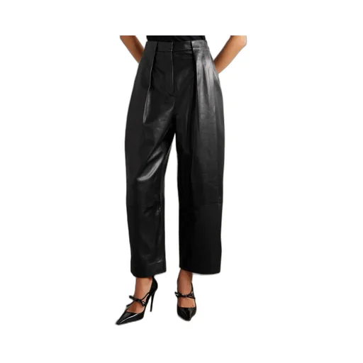 Pleated Wide-Leg Quarter Pants