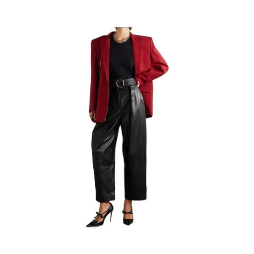 Pleated Wide-Leg Quarter Pants