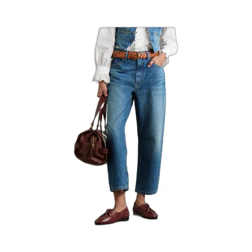 Bow High-Rise Tapered Jeans