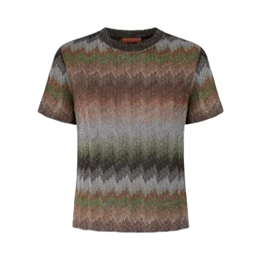Snake-Pattern Viscose Lamé Crewneck T-Shirt
