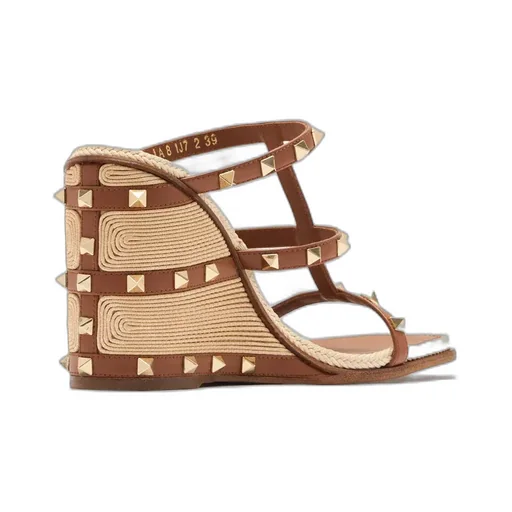 Valentino	Garavani Rockstud Open Toe Wedge Sandals