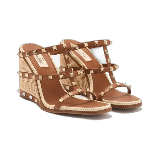 Valentino	Garavani Rockstud Open Toe Wedge Sandals