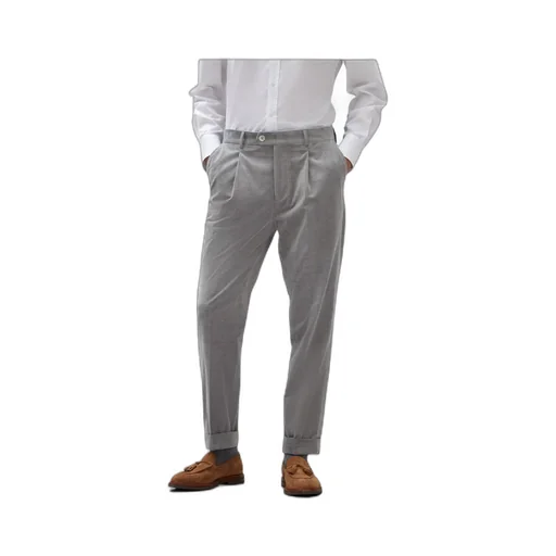 Pinstriped Cropped Tapered Trousers