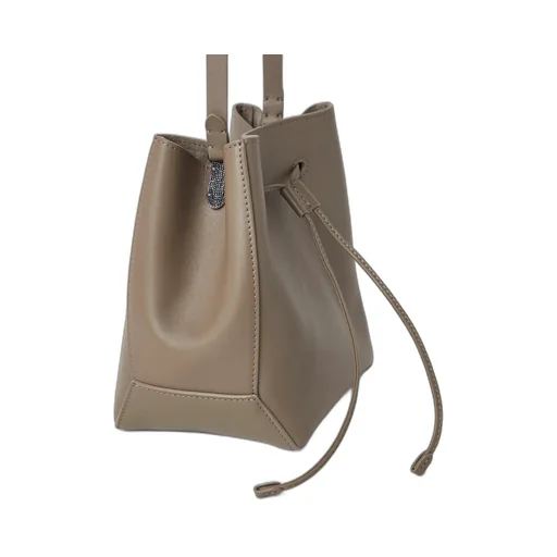 Monili-Embellished Leather Bucket Bag
