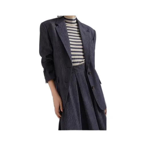 Denim Single-Breasted Blazer
