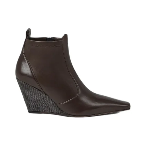 Monili Wedge Leather Ankle Boots