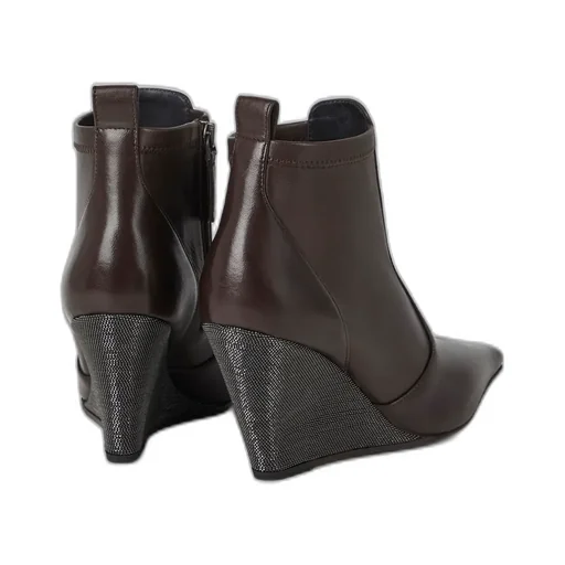 Monili Wedge Leather Ankle Boots