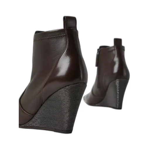 Monili Wedge Leather Ankle Boots