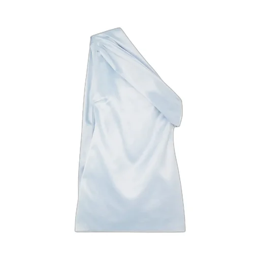 Single-Shoulder Draped Satin Mini Dress