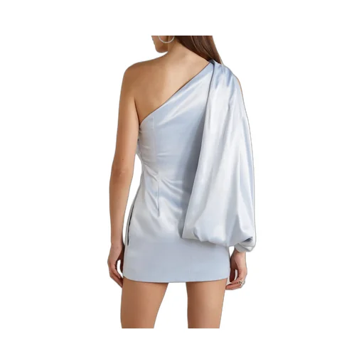 Single-Shoulder Draped Satin Mini Dress