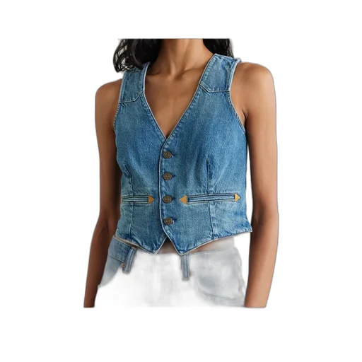 Embroidered Denim Vest