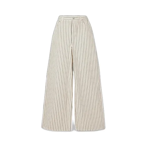 Sasha Striped High-Rise Wide-Leg Jeans