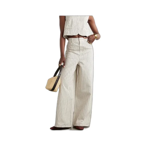 Sasha Striped High-Rise Wide-Leg Jeans