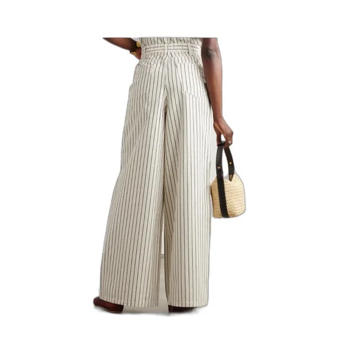 Sasha Striped High-Rise Wide-Leg Jeans