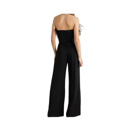 Taree Feather-Trimmed Strapless Jumpsuit