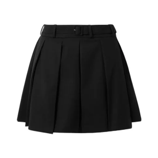 Belted Pleated Mini Skirt