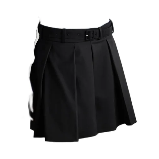 Belted Pleated Mini Skirt