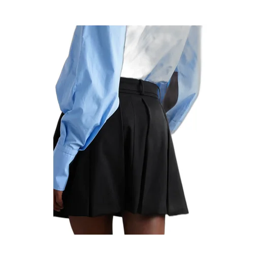 Belted Pleated Mini Skirt
