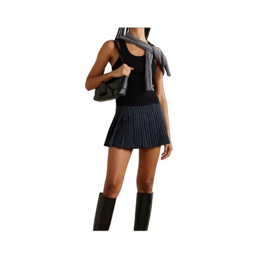 Blake Pleated Pinstriped Twill Mini Skirt