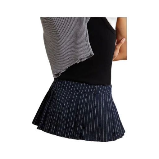 Blake Pleated Pinstriped Twill Mini Skirt