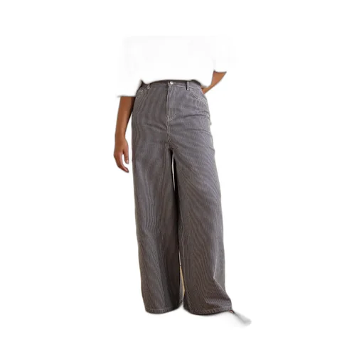 Sasha Striped High-Rise Wide-Leg Jeans