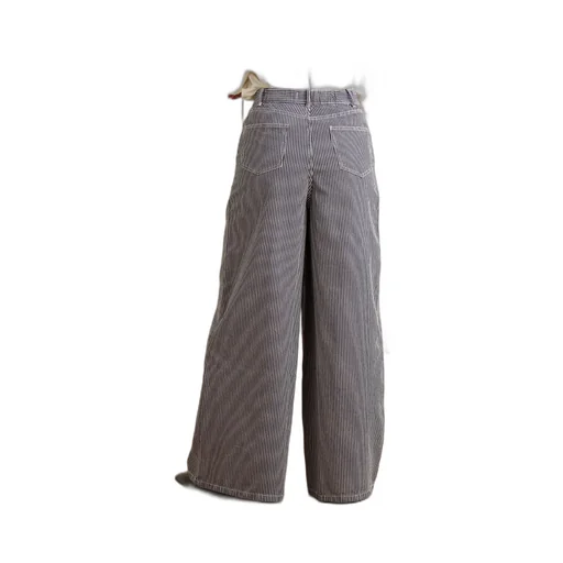 Sasha Striped High-Rise Wide-Leg Jeans