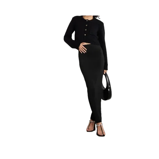 Elasticated-Waistband Maxi Skirt