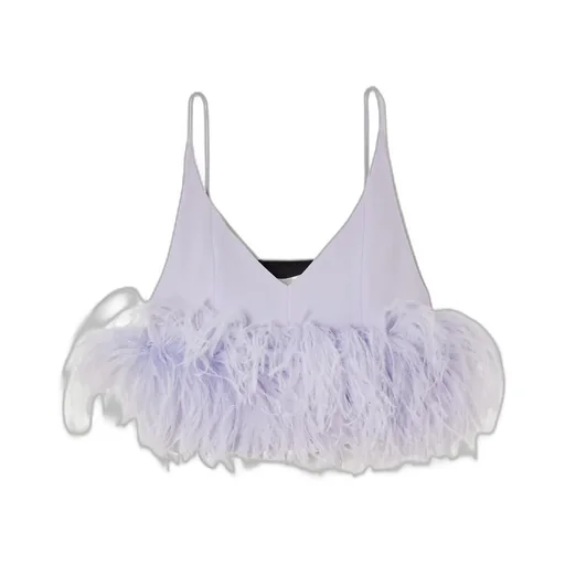 Poppy Feather-Trimmed Crepe Camisole