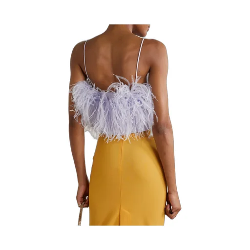Poppy Feather-Trimmed Crepe Camisole