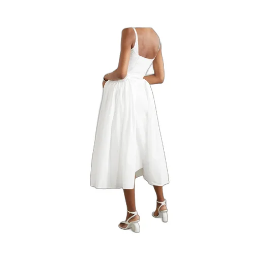 Vezile Pleated Cotton-Poplin Midi Dress