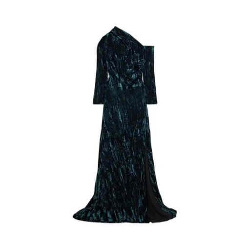 Alder One-Shoulder Crushed-Velvet Gown